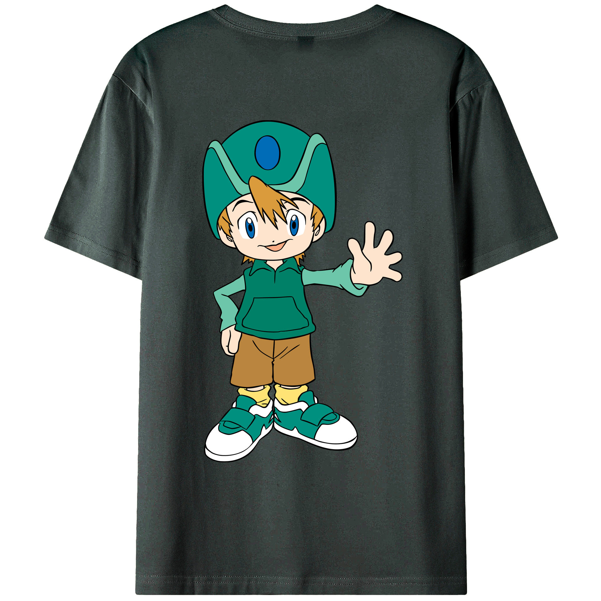 （画像用） Digimon デジタルモンスター/デジモン 綿100％ メンズ半袖Tシャツ（バックプリント） 通気性